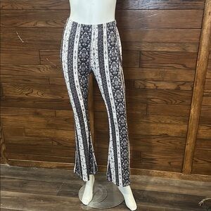 SHEIN Black and White Patterned Flare Pants